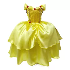 Fantasia Vestido Luxo Infantil Princesa Bela 