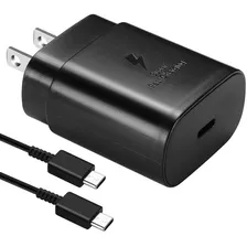 Cargador Samsung 25w + Cable Tipo C / S20 Plus Fe Ultra A70 Color Negro