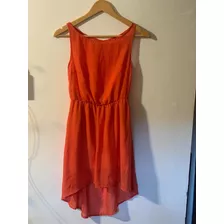 Vestido Naranja De Gasa Talle S Atras Mas Largo Q Adelante 