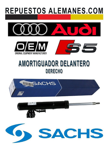 Amortiguador Delantero Derecho Audi S5 2007-2017 A Gas Sachs Foto 3