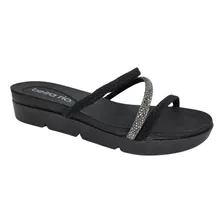 Tamanco Feminino Beira Rio Flatform Tiras Strass Brilho 