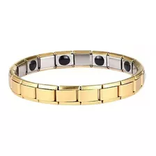 Pulseira Bracelete Luxo Em Aço Prata E Dourado Elasticidade