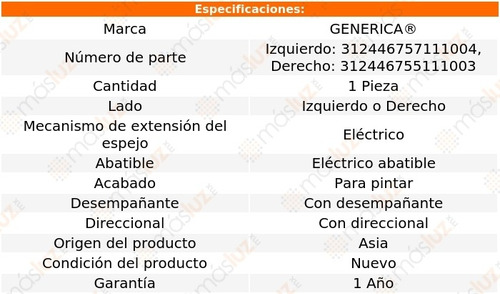 Espejo Elect P/pintar C/desemp C/direcc E/abatible 308 15/16 Foto 2