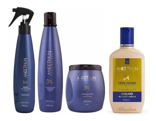 Aneethun Linha A Kit 4 Produtos Shampoo, Másc, Spray E Creme
