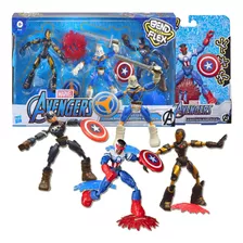 Kit 4 Bonecos Avengers Vingadores Marvel Bend Flex Hasbro