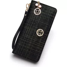 Cartera De Piel Con Cremallera Para Mujer, Caja De