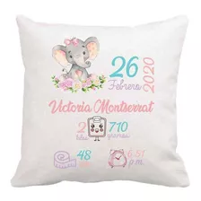 Cojin Decorativo Con Datos Nacimiento Peso Y Talla Del Bebe