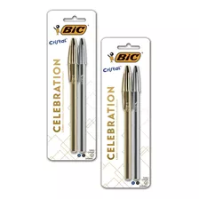 Canetas Bic Esferográfica Celebration Cristal 1.0mm Kit 4und