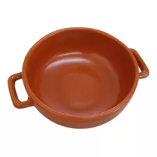 Bowl Tigela Com Alça Cerâmica 22cm Esmaltado Fosco Caramelo