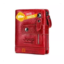 Billetera Jeep Hombre Cuero Genuino Natural Monedero 