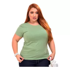 Blusa T Shirt Camiseta Feminina Plus Size Gola Redonda Lisa