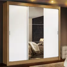 Guarda Roupa Casal Madesa Mônaco 3 Portas Correr Com Espelho Cor Rustic/branco 1093d81e