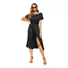 Vestido Un Hombro Descubierto Manga Corta Casual Para Mujer