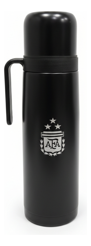 Termo Media Manija 1l Afa Grabado Láser Pico Cebador Bicapa Negro