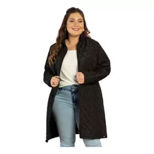 Casaco Jaqueta Alongada Plus Size Puff Com Bolsos