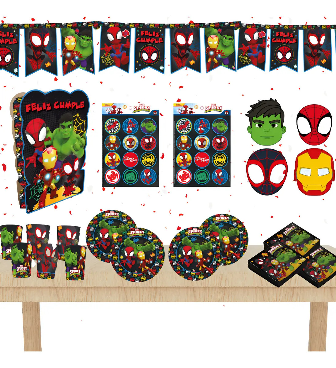 Kit De Mesa Infantil Disney - Cumpleaños Deco - Descartables Spidey Y Sus Amigos Kit De Mesa Disney