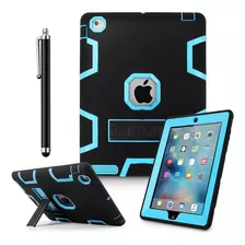 Funda iPad 2,3,4 Goma Resistente A Impactos/negro Azul Claro