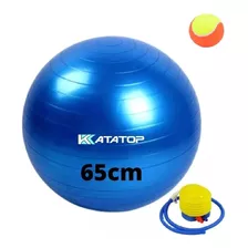 Bola Pilates Yoga Fisioterapia Musculação 65 Cm C/ Bomba Cor Azul