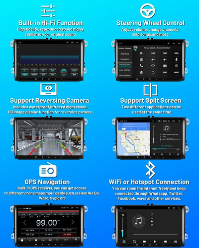 Radio De Coche Android 11 Carplay De 2 G+32 G Para Vw Passat Foto 2