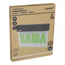 Luminária Emergência Saída Preta 2 Lados 1w Bivolt Avant 