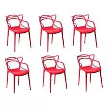 Kit 6 Cadeiras Allegra Varanda, Cozinha, Área Externa Estrutura Da Cadeira Vermelho