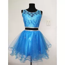 Vestido 15 Años De 2 Piezas Cielo Azul