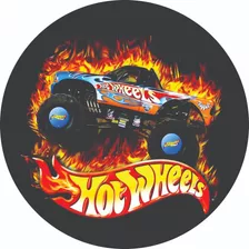 Painel Redondo Em Lona Festa Tema Hot Wheels - 60cm