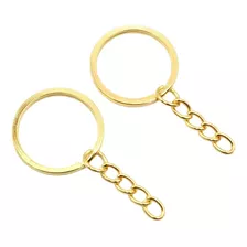 Argola De Chaveiro C/ Corrente 50 Prata + 50 Dourado