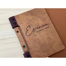 Capa De Cardápio 15x21 Cm Confeitaria Café E Vinhos 10 Uni Cor Mdf Madeirado