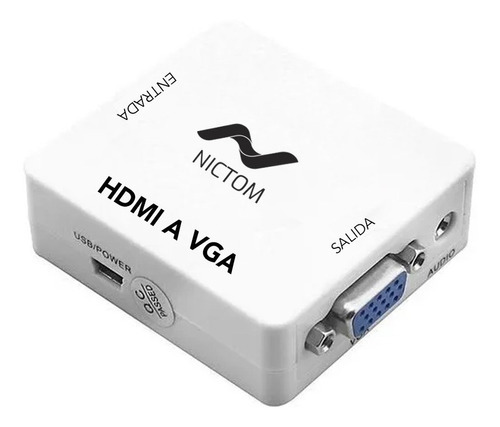 Conversor Adaptador Hdmi A Vga Activo Con Audio Local Color Blanco