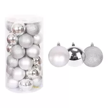 Set De 30 Esferas Navideñas Plástico En Tubo De 30 Pz/ N°6