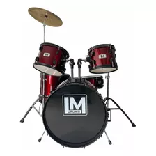Bateria Lm Drums Asiento Y Platillos De 5 Piezas Color Rojo 