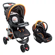 Cochecito De Paseo Dencar Travel System 3417ts Negro/naranja Con Chasis Color Gris