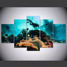 Quadro Mares 5 Peças Para Nadadores Fundo Do Mar Mergulhar