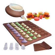 Kit Macaron Molde Forma 4 Bicos Tapete Silicone Dosador