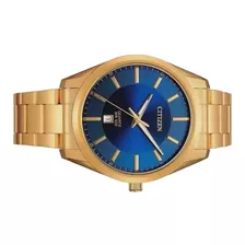 Relógio Citizen Quartz Masculino Bi1032-58l / Tz20204a Cor Da Correia Dourado Cor Do Bisel Dourado Cor Do Fundo Azul