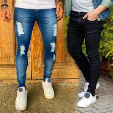 Kit 2 Calças Jeans Com Lycra Estica Skinny Elastano Justa Tp