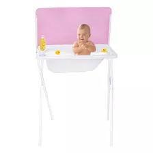 Banheira Para Bebê C/trocador Infantil Rosa - Azul - Branca
