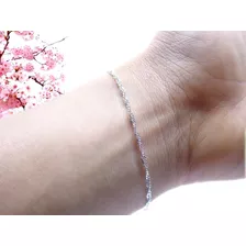 Pulseira Feminina Italiana De Prata 925 Malha Singapura 18cm