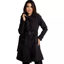 Sobretudo Casaco Feminino Trench Coat Forrado Com Botões