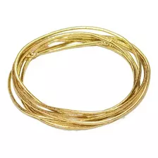 Cordão Elástico Fio 1mm Metalizado - Rolo Com 50m Cor Dourado Desenho Do Tecido Liso