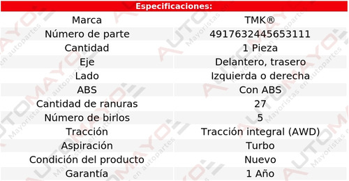 1 - Maza Del O Tras Izq/der Con Abs Tmk Edge V6 2.7l 15-19 Foto 2