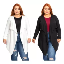 Kit 2 Peças Cardigan Plus Size Feminino Blusa De Frio