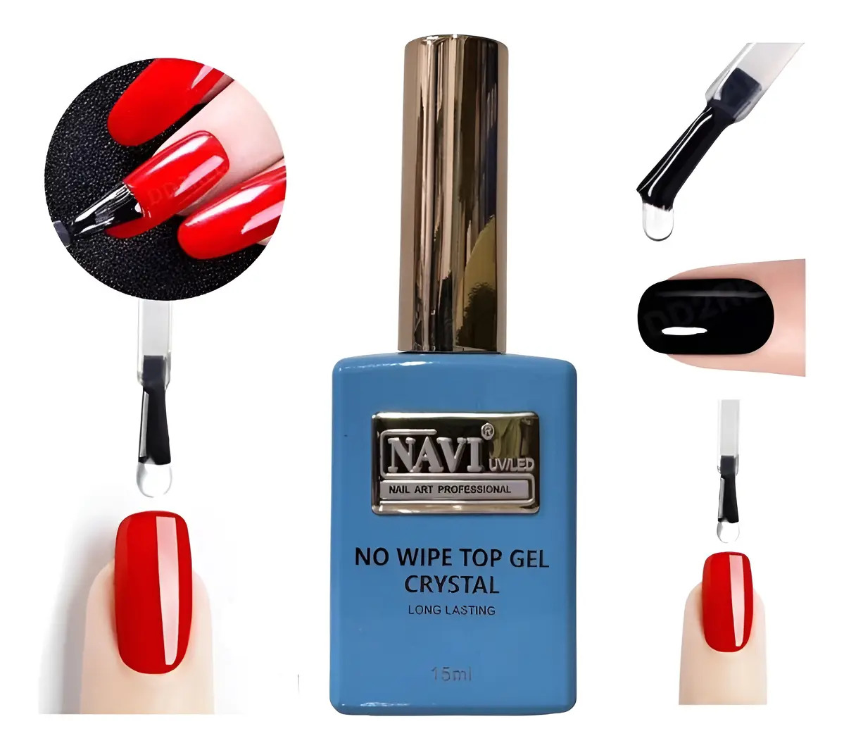 Top Coat Cristal Navi 15ml. Gel Uv Led De Larga Duracion New Top Cristal