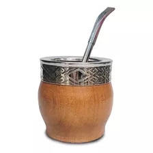 Mate Imperial Algarrobo De Alpaca + Bombilla Pico Loro Acero