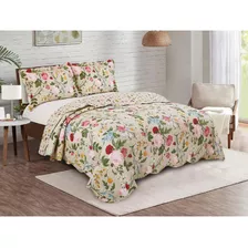 Colcha Matelasse King Size Floral 3 Pçs Cobre Leito 260x280