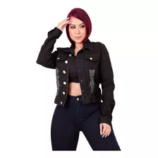 Jaqueta Jeans Femininas Preta Rasgada Qualidade Top 