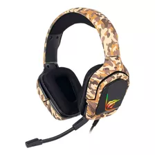 Headset Gamer Havit Gamenote H653d Camuflado Marrom Cor Da Luz Rgb