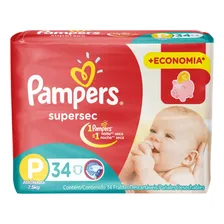 Fraldas Descartáveis Supersec Com 34 Unidades Tamanho P Pampers