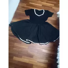 Vestido Negro Corto T M Algodón Y Tela Manga Corta 